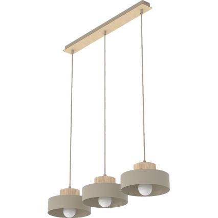 Závesný luster na lanku KIVI 3xE27/15W/230V béžový