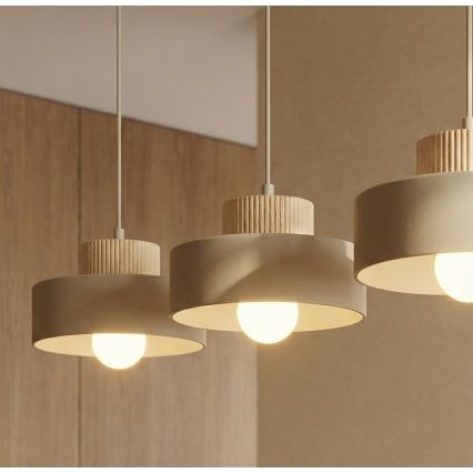 Závesný luster na lanku KIVI 3xE27/15W/230V béžový
