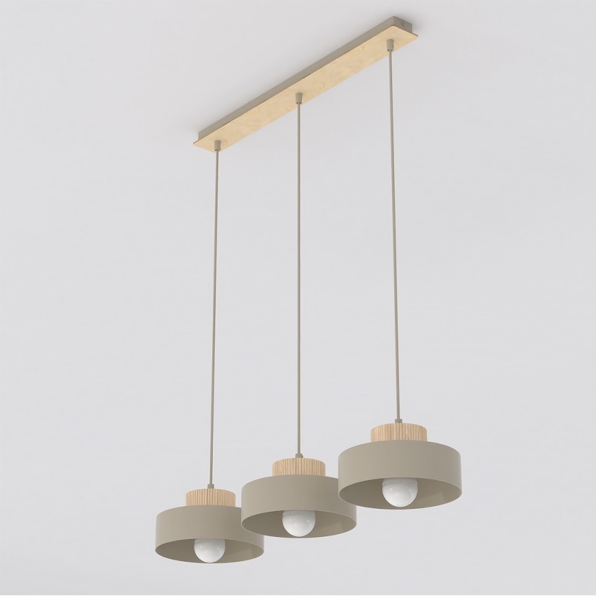 Závesný luster na lanku KIVI 3xE27/15W/230V béžový
