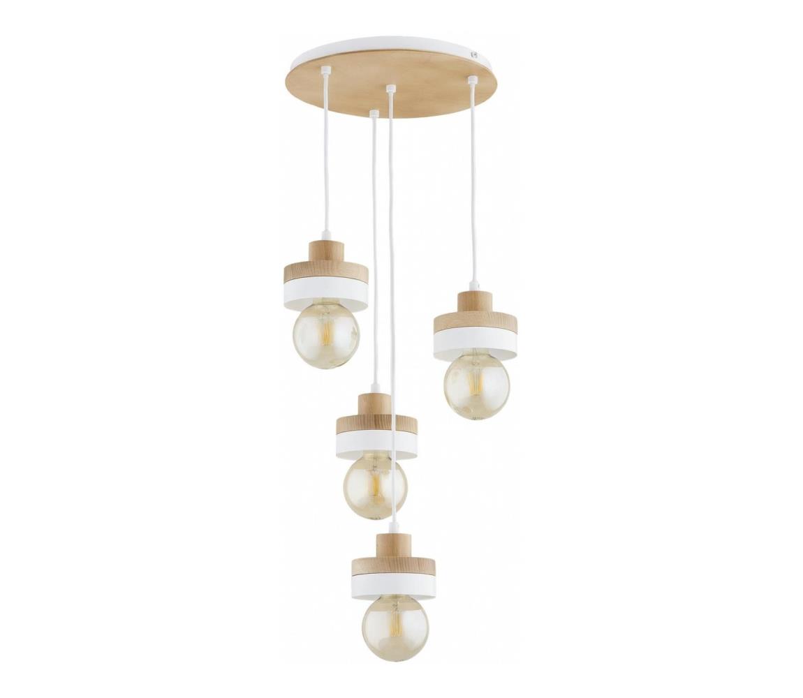 Závesný luster na lanku LARSO 4xE27/15W/230V biela/béžová 63410