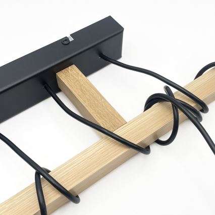 Závesný luster na lanku LEANDRA 5xE27/15W/230V dub/čierna