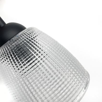 Závesný luster na lanku LEANDRA 5xE27/15W/230V dub/čierna