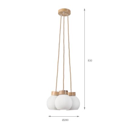 Závesný luster na lanku LOOMIS 3xE27/15W/230V 83 cm béžová/dub
