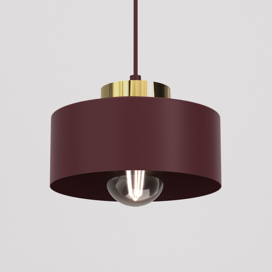 Závesný luster na lanku MARTI 1xE27/15W/230V bordó/zlatá
