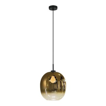 Závesný luster na lanku MIRROR 1xE27/14W/230V dymovo zlatý