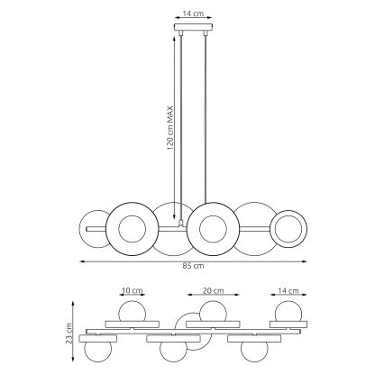 Závesný luster na lanku MODEL 6xG9/8W/230V, čierny