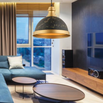 Závesný luster na lanku MONZA 1xE27/40W/230V pr. 29 cm čierna/bronzová