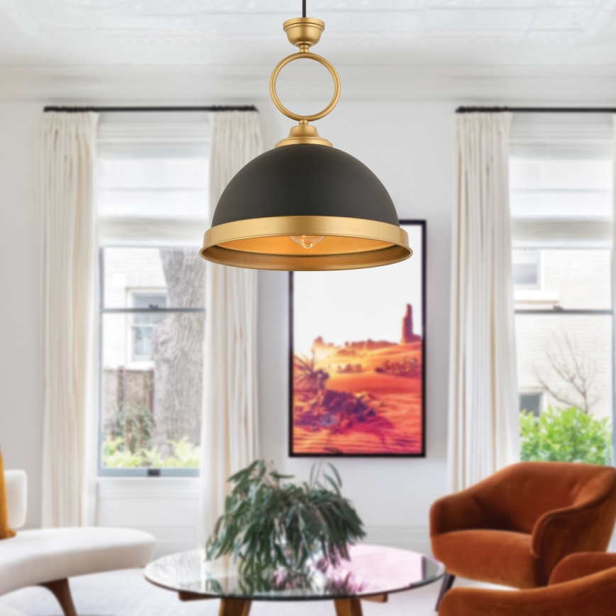 Závesný luster na lanku MONZA 1xE27/40W/230V, pr. 30 cm, čierna/bronzová