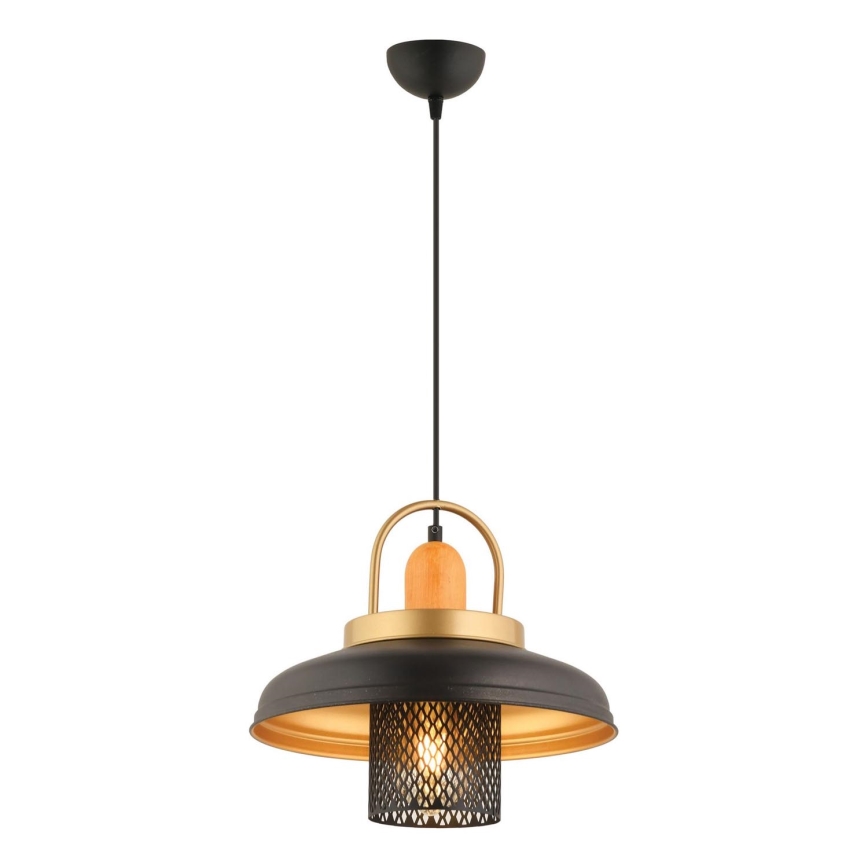 Závesný luster na lanku MONZA 1xE27/40W/230V pr. 32 cm čierna/zlatá