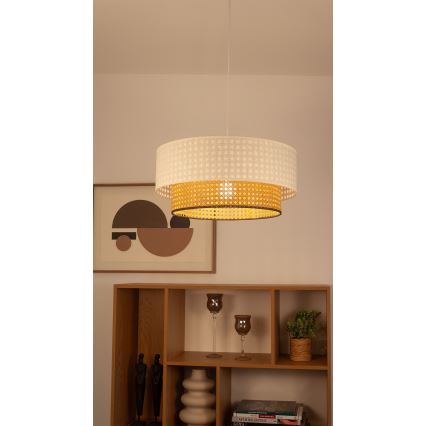 Závesný luster na lanku NATIA 1xE27/60W/230V pr. 45 cm biela/hnedá