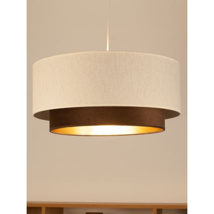 Závesný luster na lanku NATIA 1xE27/60W/230V, priemer 45 cm, biely/hnedý