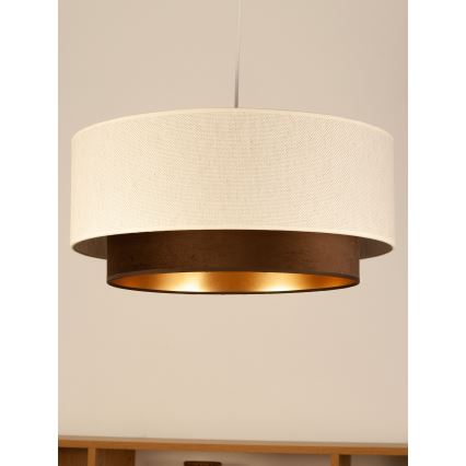 Závesný luster na lanku NATIA 1xE27/60W/230V, priemer 45 cm, biely/hnedý