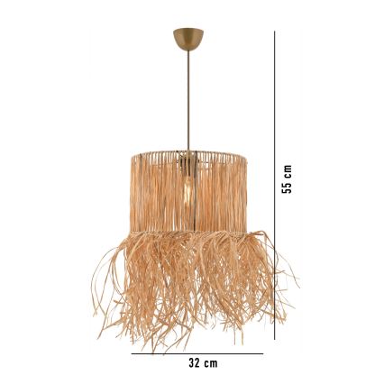 Závesný luster na lanku NESS 1xE27/40W/230V, rafia