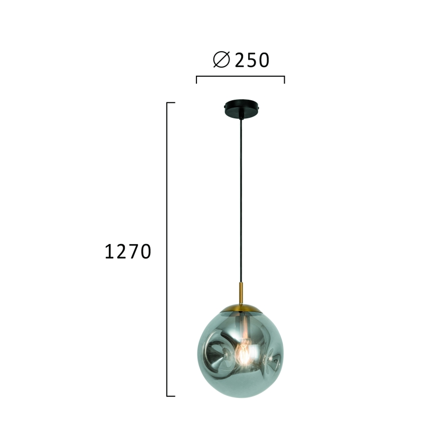 Závesný luster na lanku OSCAR 1xE27/40W/230V dymovo-čierna