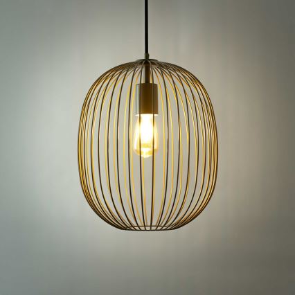Závesný luster na lanku OVELLA 1xE27/15W/230V pr. 34 cm béžový