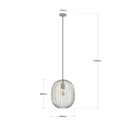 Závesný luster na lanku OVELLA 1xE27/15W/230V pr. 34 cm béžový