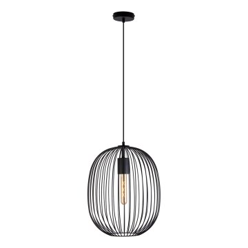 Závesný luster na lanku OVELLA 1xE27/15W/230V pr. 34 cm čierny