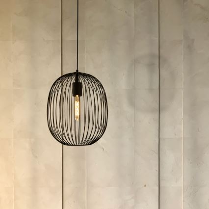 Závesný luster na lanku OVELLA 1xE27/15W/230V pr. 34 cm čierny