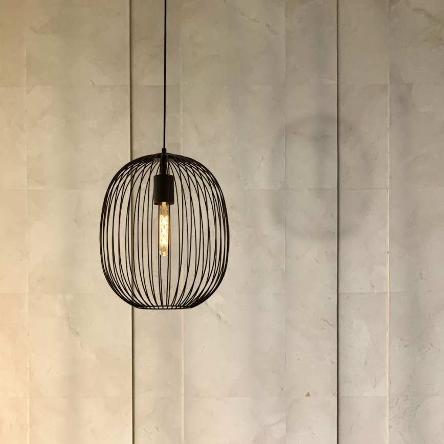 Závesný luster na lanku OVELLA 1xE27/15W/230V pr. 34 cm čierny