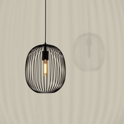 Závesný luster na lanku OVELLA 1xE27/15W/230V pr. 34 cm čierny