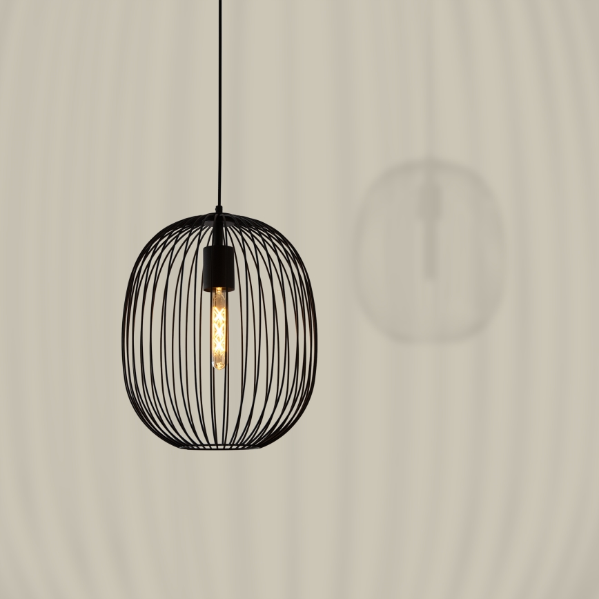 Závesný luster na lanku OVELLA 1xE27/15W/230V pr. 34 cm čierny