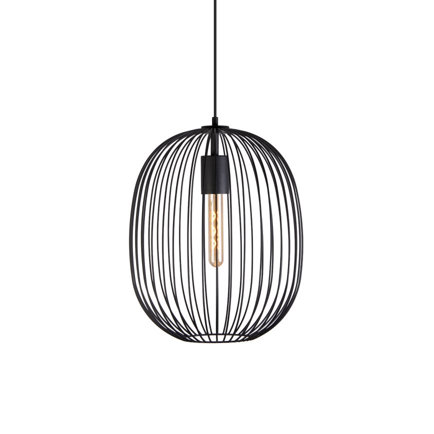 Závesný luster na lanku OVELLA 1xE27/15W/230V pr. 34 cm čierny