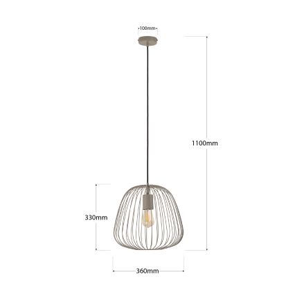 Závesný luster na lanku OVELLA 1xE27/15W/230V pr. 36 cm béžový