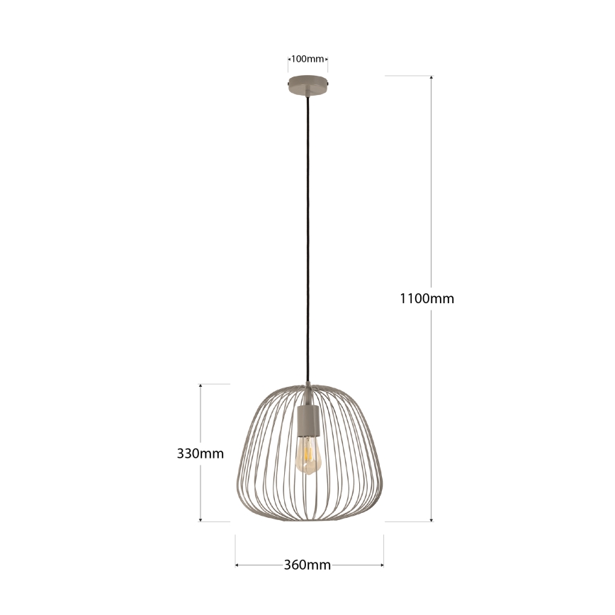 Závesný luster na lanku OVELLA 1xE27/15W/230V pr. 36 cm béžový