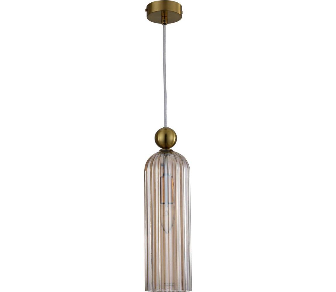 Light Prestige Závesný luster na lanku PIEGA 1xE14/40W/230V mosadz/dymovo-béžová LP-939/1P amber