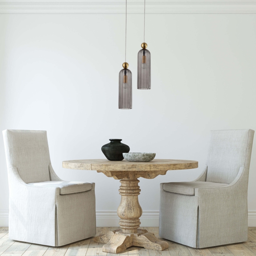 Závesný luster na lanku PIEGA 1xE14/40W/230V mosadz/zadymená čierna