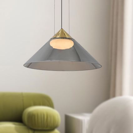 Závesný luster na lanku PRESTO 1xGX53/10W/230V pr. 42 cm zlatá/dymová šedá