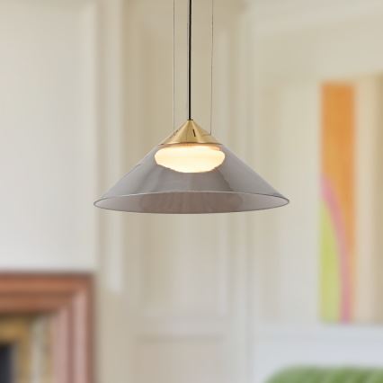 Závesný luster na lanku PRESTO 1xGX53/10W/230V, priemer 34 cm, zlatý/dymovo-šedý