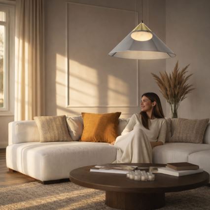 Závesný luster na lanku PRESTO 1xGX53/10W/230V Ø 50 cm zlatá/dymovo-šedá