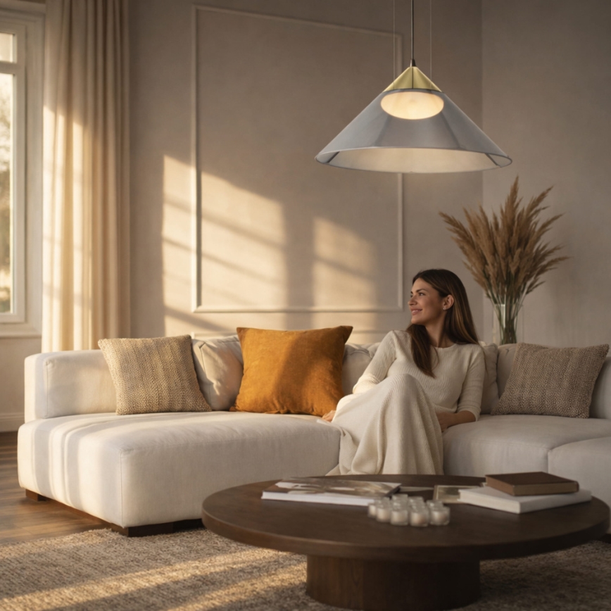 Závesný luster na lanku PRESTO 1xGX53/10W/230V Ø 50 cm zlatá/dymovo-šedá