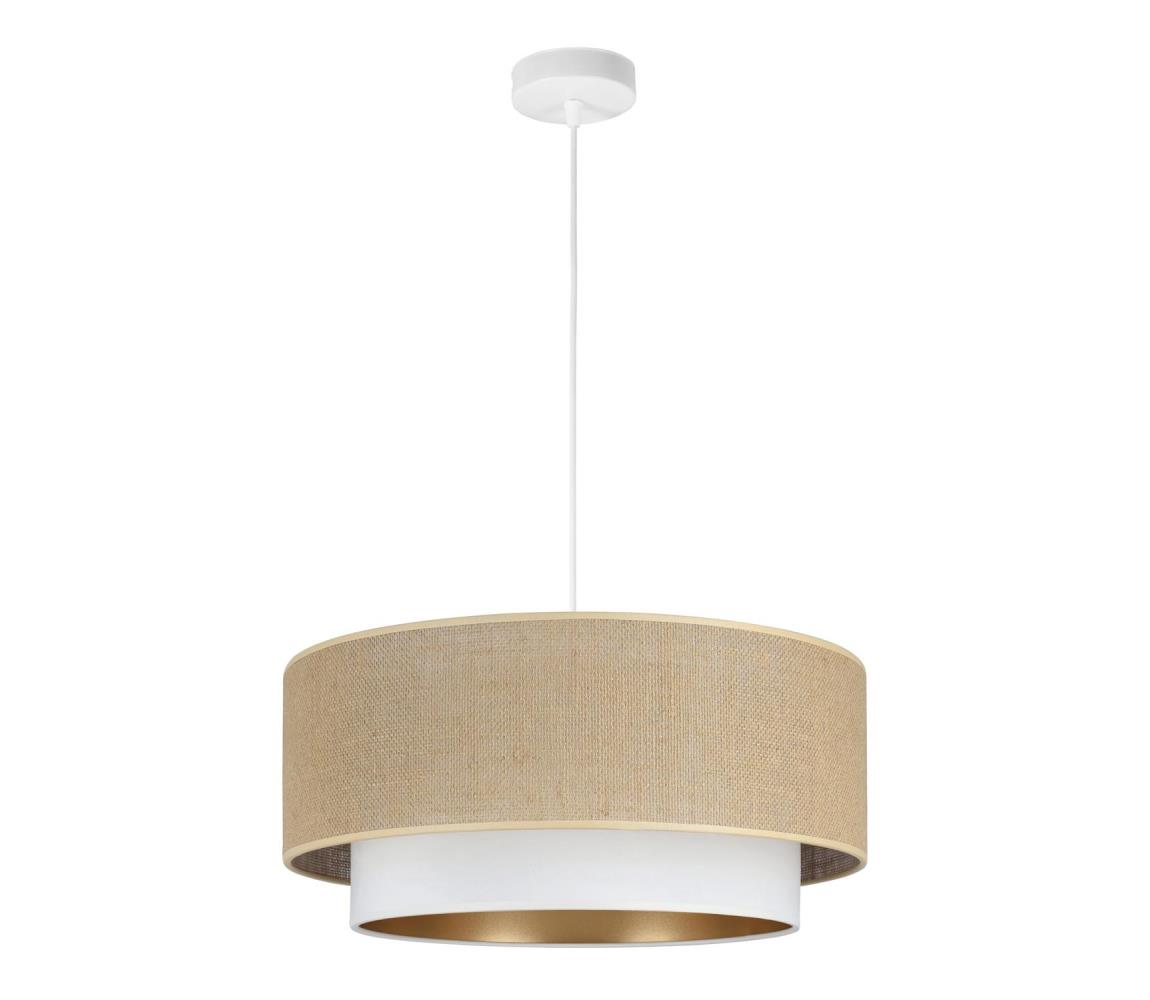 Závesný luster na lanku SARTA 1xE27/60W/230V pr. 45 cm biela/juta H0187