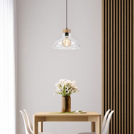 Závesný luster na lanku SINGLE 1xE27/60W/230V pr. 28 cm dub