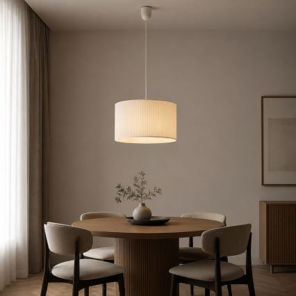 Závesný luster na lanku SIRJA PLISADO 1xE27/15W/230V priemer 35 cm krémový