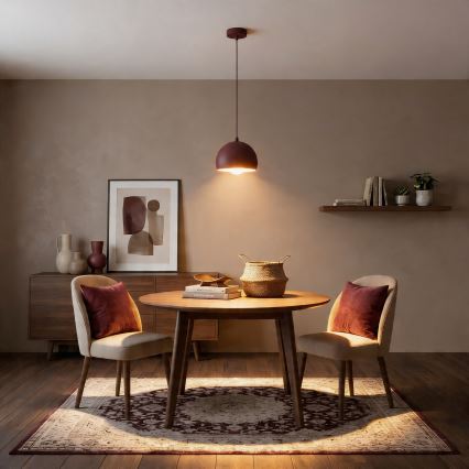Závesný luster na lanku SOOL 1xE27/15W/230V, priemer 15 cm, bordový