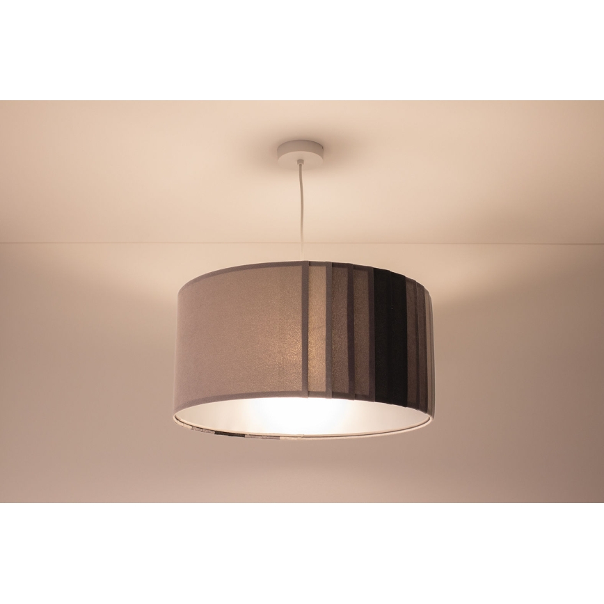 Závesný luster na lanku STRIPES 1xE27/60W/230V pr. 40 cm sivý