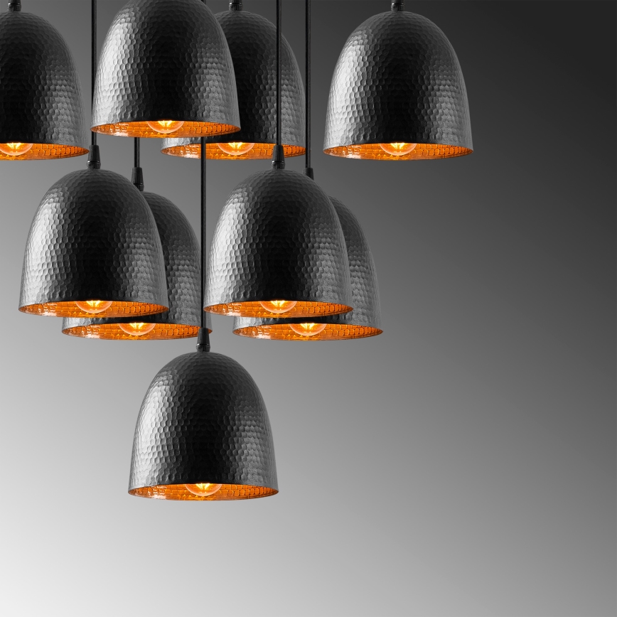 Závesný luster na lanku TATTOO 9xE27/40W/230V čierny