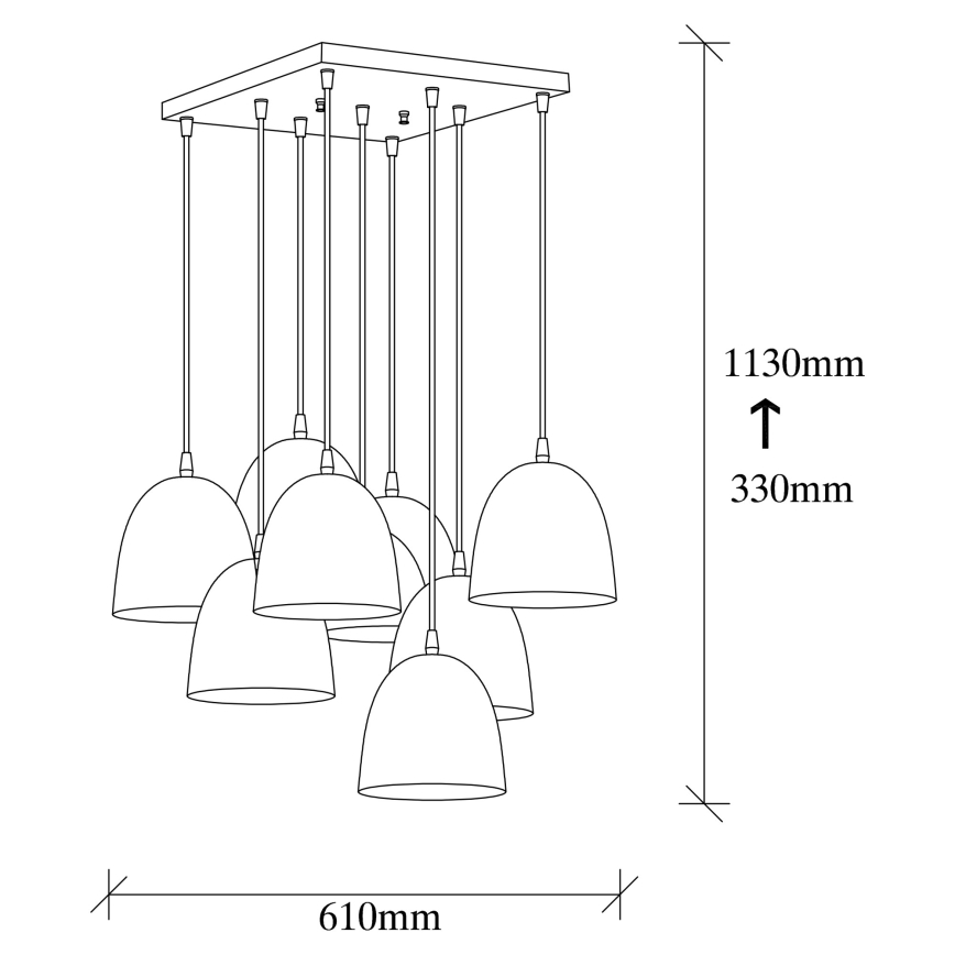 Závesný luster na lanku TATTOO 9xE27/40W/230V čierny