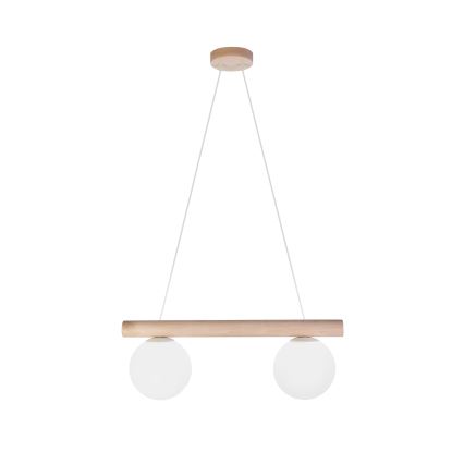 Závesný luster na lanku WOODSTOCK 2xE27/15W/230V drevený/krémový