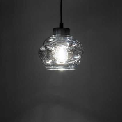 Závesný luster na lanku ZULIA 1xE27/15W/230V čierna/dymovo čierna