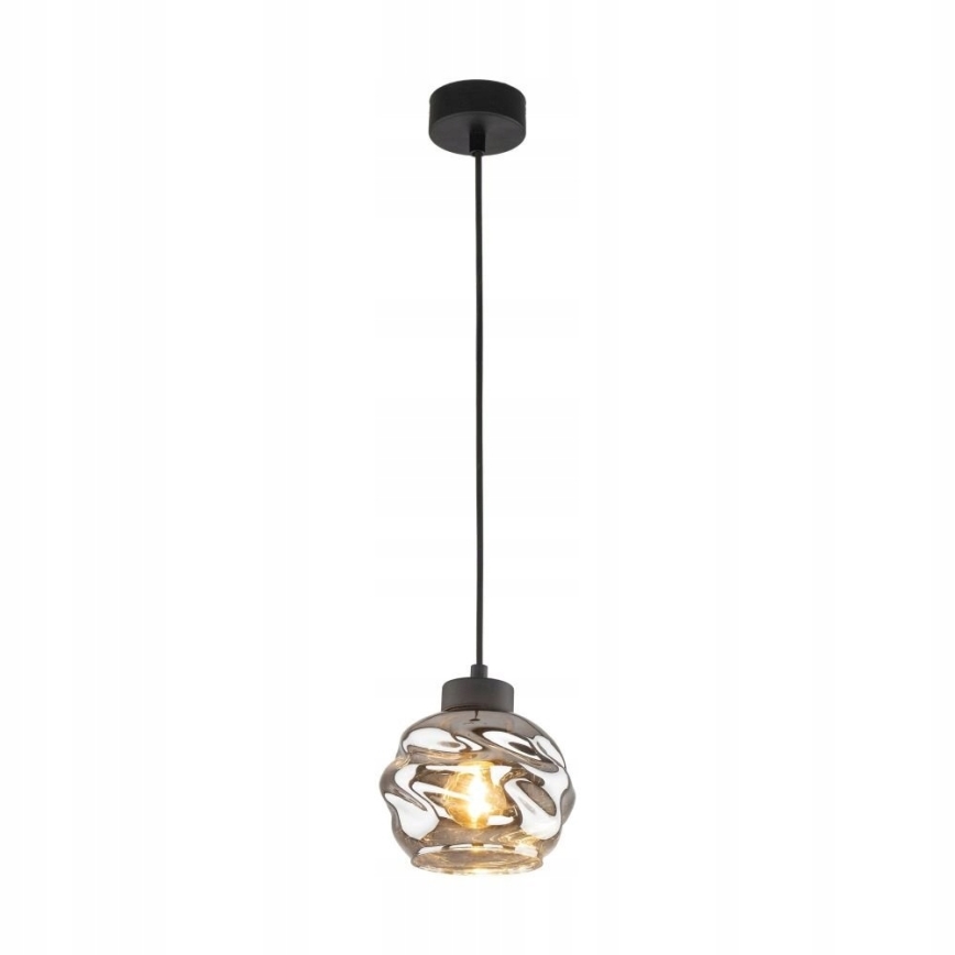 Závesný luster na lanku ZULIA 1xE27/15W/230V čierna/dymovo čierna