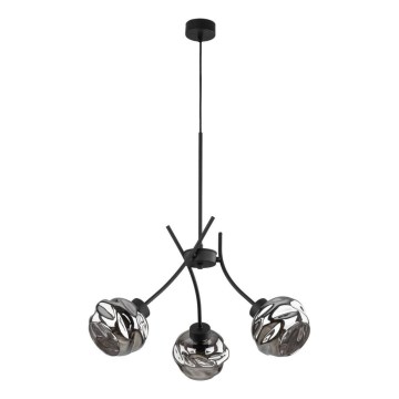 Závesný luster na lanku ZULIA 3xE27/15W/230V čierna/dymová čierna