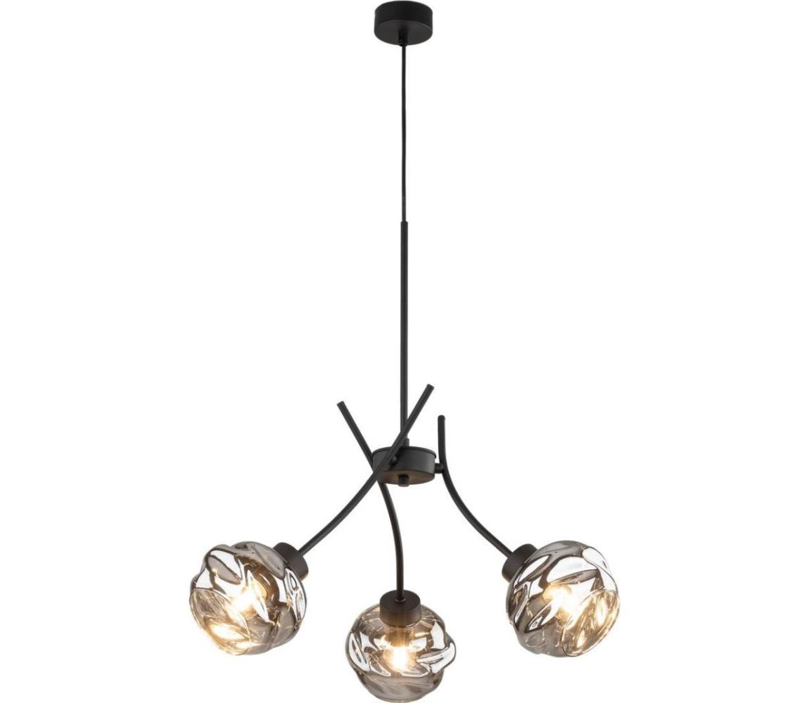 Závesný luster na lanku ZULIA 3xE27/15W/230V čierna/dymová čierna 5748