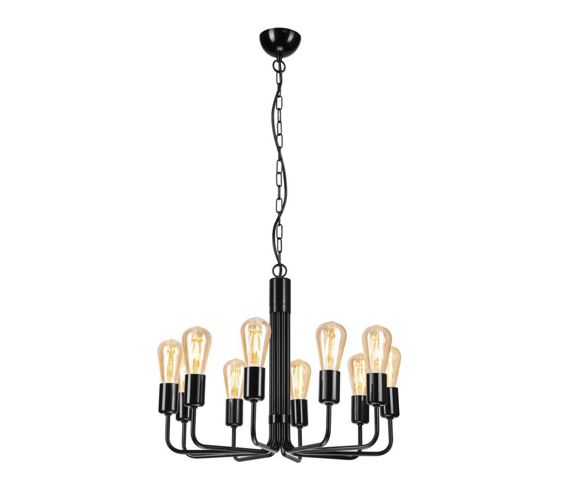 Závesný luster na reťazi 10xE27/60W/230V čierny LM-10.155/CZARNY