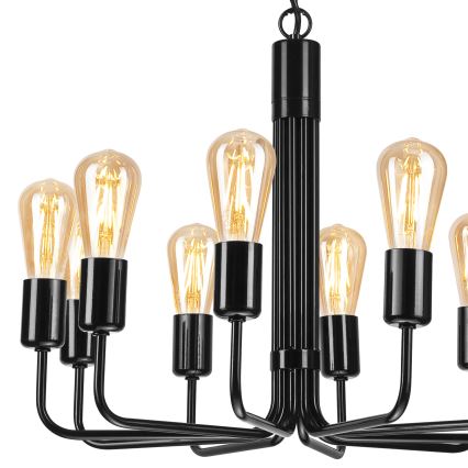 Závesný luster na reťazi 10xE27/60W/230V čierny