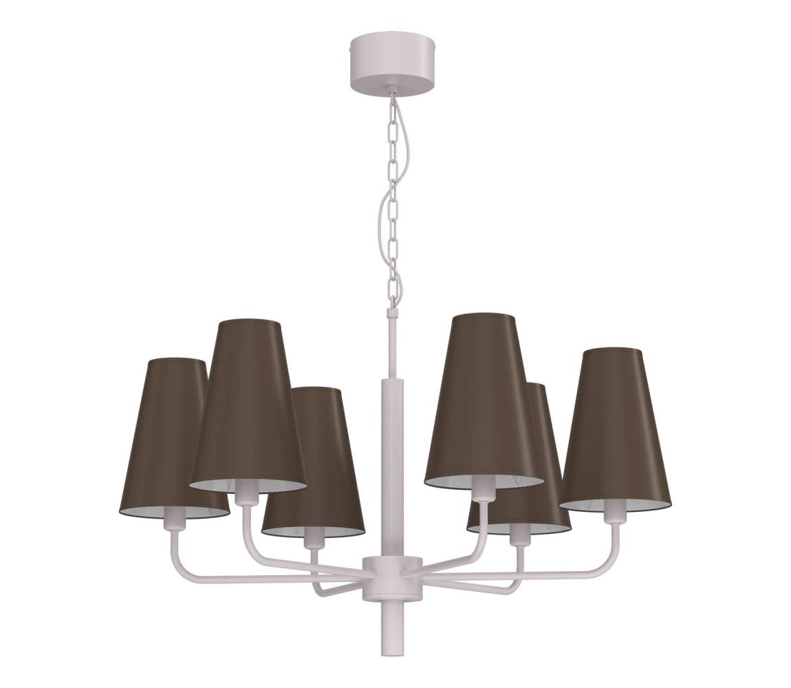 Závesný luster na reťazi TORTOLA 6xE14/15W/230V hnedá/krémová 3672