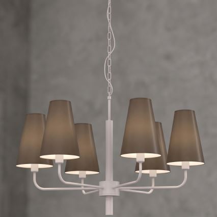 Závesný luster na reťazi TORTOLA 6xE14/15W/230V hnedá/krémová